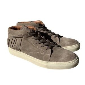 John Varvatos 315 Suede Fringe High Top Sneakers Shoes Gray Mens 10 Indie Sleeze